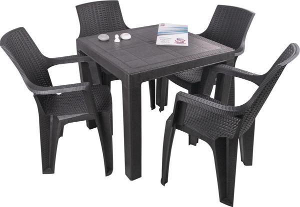 Mandella Elit Rattan 80x80 Nibras Koltuk Masa Takımı Kahverengi - Image 1