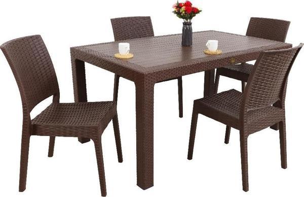 Mandella Elit Rattan 90x150 4 kişilik Elit Sandalye Masa Takımı Kahverengi - Image 1