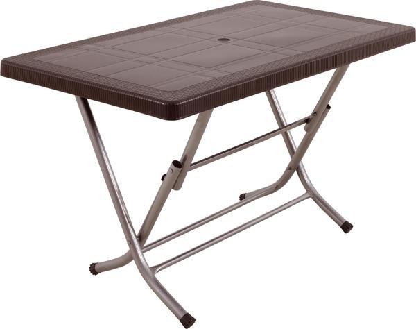 Mandella 70x120 Zeugma Rattan Masa (Katlanır Metal Ayak) Kahverengi - Image 1