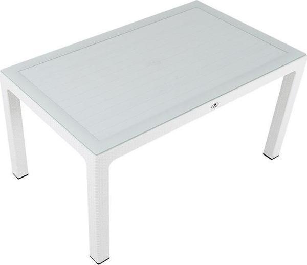 Mandella 90x150 Elit Rattan Masa (Camlı) BEYAZ - Image 1
