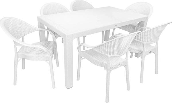 Mandella Elit Rattan 90x150 Eylül Koltuk Masa Takımı Beyaz - Image 1