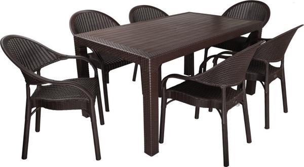Mandella Elit Rattan 90x150 Eylül Koltuk Masa Takımı Kahverengi - Image 1