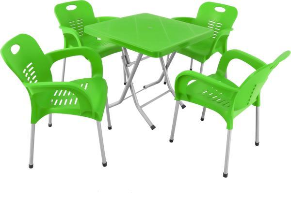 Mandella Katlanır Ayak 80x80 Demir Ayaklı Nil Koltuk Masa Takımı Yeşil - Image 1