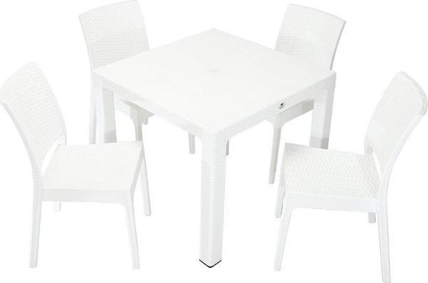 Mandella Elit Rattan 90x90 Elit Sandalye Masa Takımı BEYAZ - Image 1