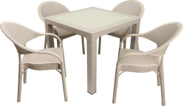 Mandella Elit Rattan 90x90 Eylül Koltuk Camlı Masa Takımı Çölbeji - Image 1