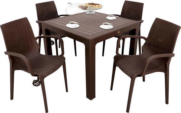 Mandella Elit Rattan 90x90 Nirvana Koltuk Masa Takımı Kahverengi - Image 1
