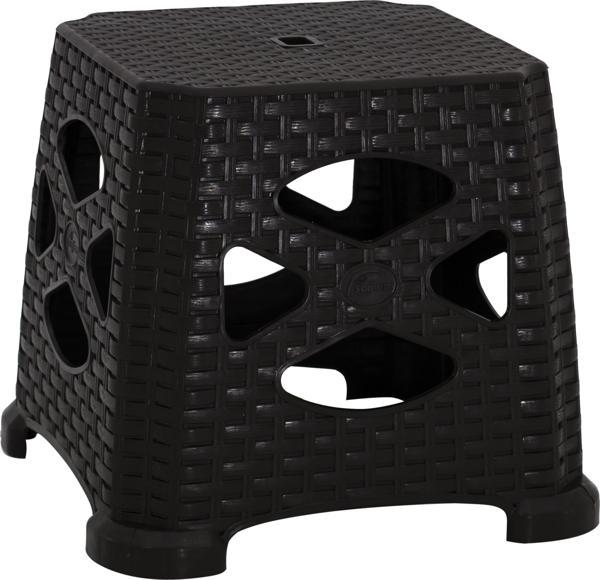 Mandella Sağlam Plastik Elit Rattan Küçük Tabure (6 Adet) Kahverengi - Image 1
