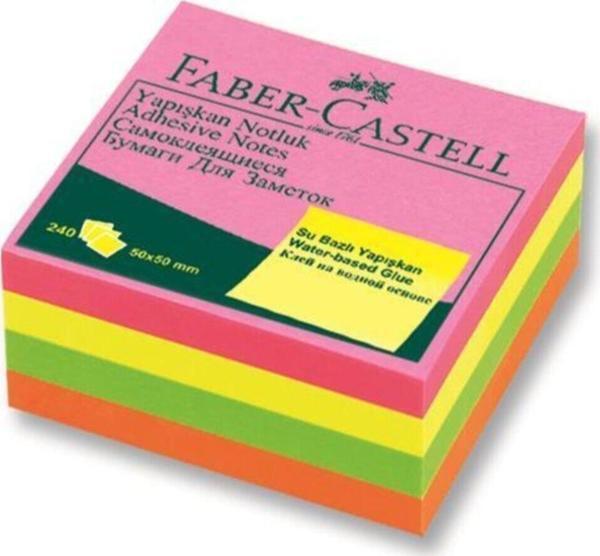 Faber-Castell Faber - Castell Yapışkan Notluk 50X50Mm, Karışık Fosforlu Renkli - Image 1