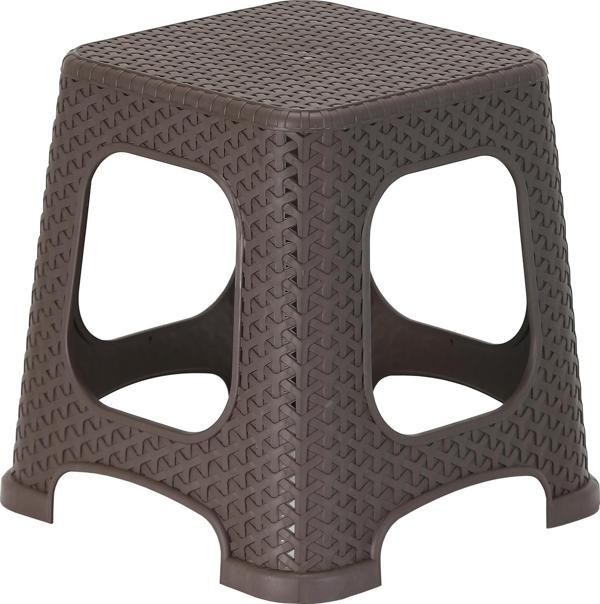 Mandella Sağlam Plastik Star Rattan Küçük Tabure (6 Adet) Kahverengi - Image 1
