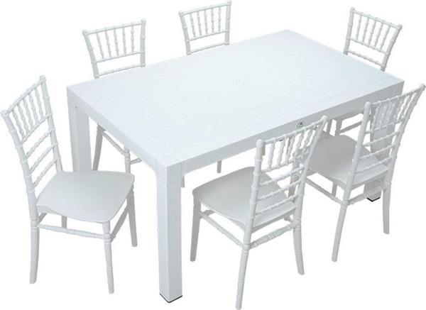 Mandella Wood 90x150 Silver Tifany Sandalye Masa Takımı Beyaz - Image 1