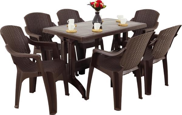 Mandella Zeugma 70x120 Golf Koltuk 6 Kişilik Masa Takımı kahverengi - Image 1