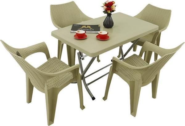 Mandella Zeugma 70x120 Katlanır Ayak 4 Kişilik Polo Koltuk Masa Takımı Çölbeji - Image 1