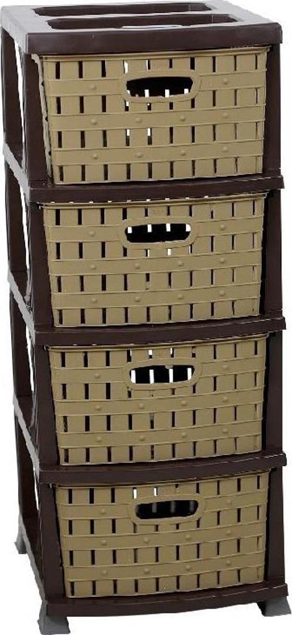 Sağlam Plastik Bambu Komidin (4 Çekmeceli Sebzelik) Çölbeji - Image 1