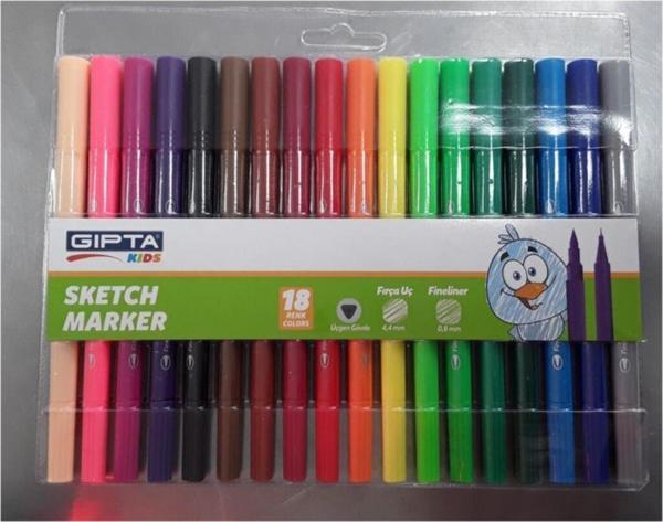 Gıpta 18'Li Fırça Uç Keçeli Kalem - Image 1