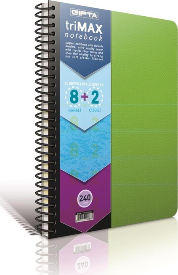 Gıpta Ayraçlı Defter Trımax Spiralli Pp Kapak A4 8+2 200 Yaprak 3-2405000-2012 - Image 1