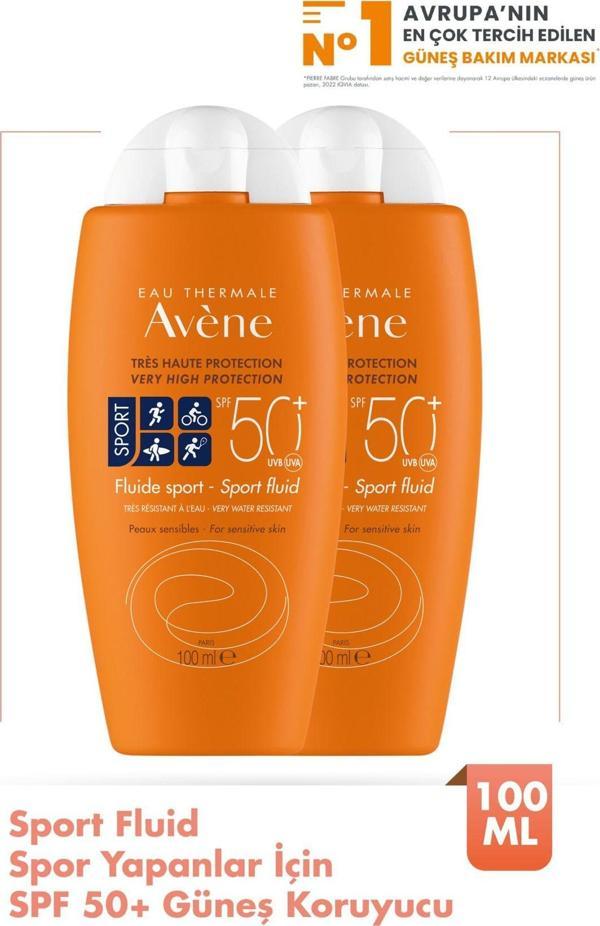 Avene Sport Fluid Spf 50+ Spor Yapanlar İçin Suya Dayanıklı Yüksek Korumalı Güneş Kremi 100 Ml 2 Adet - Image 1