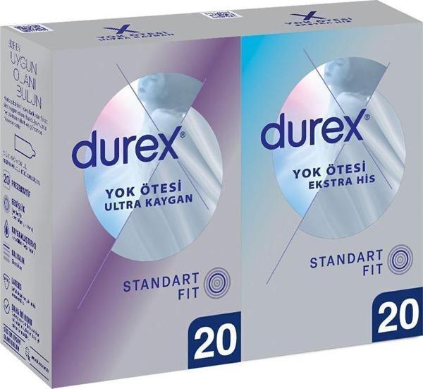 Durex Yok Ötesi Ekstra His İnce Prezervatif + Ultra Kaygan İnce Prezervatif 40'Lı Ekonomik Paket (20+20) - Image 1