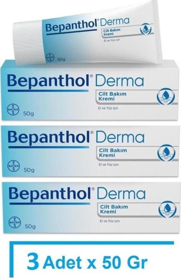 Bepanthol Derma Cilt Bakım Kremi El Ve Yüz Için 50 Gr - 3 Adet - Image 1
