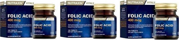 Nutraxin Folic Acid 400 Mcg 100 Tablet 3 Kutu - Image 1