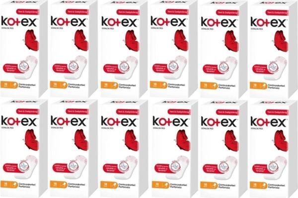 Kotex İnce Günlük Ped Parfümsüz 18'Li 12 Paket - Image 1