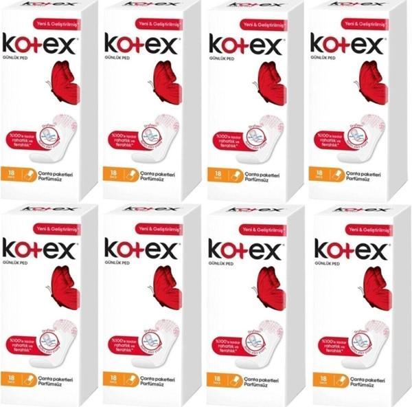 Kotex Ince Günlük Ped Parfümsüz 18'Li 8 Paket - Image 1