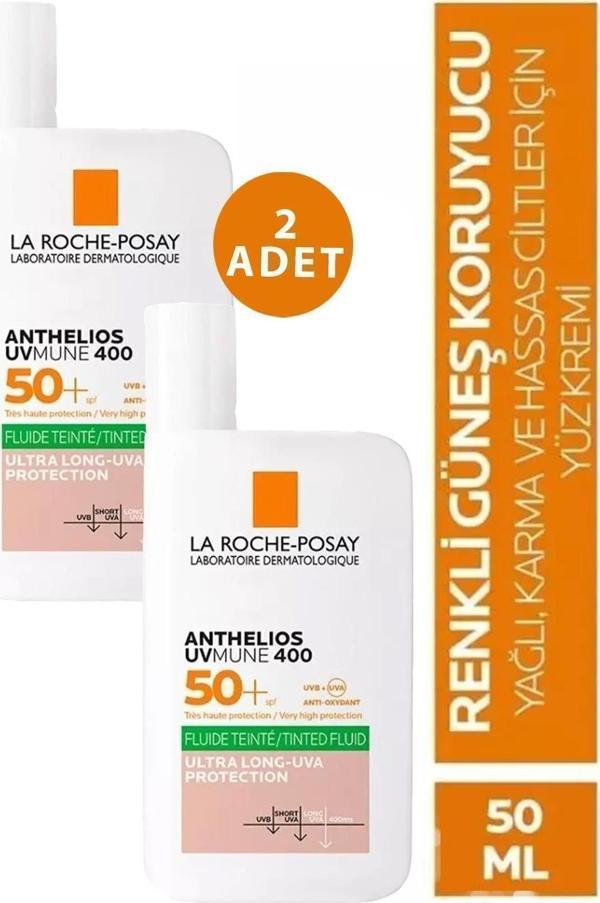 La Roche-Posay Anthelios Uvmune 400 Fluide Oil Control Tinted Spf50 50 Ml 2 Adet - Image 1