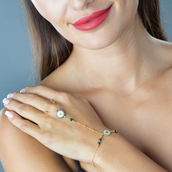 925 Ayar Gümüş Şahmeran Nazar Gold 14 K  - Image 1