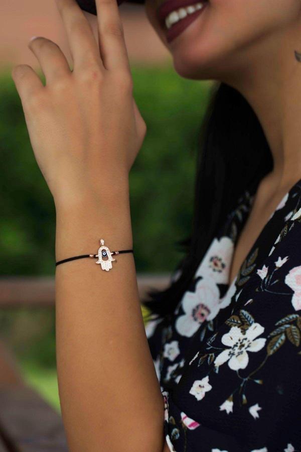 925 Ayar Nazar Boncuklu Fatma Ana Eli Gümüş Bileklik - Image 1