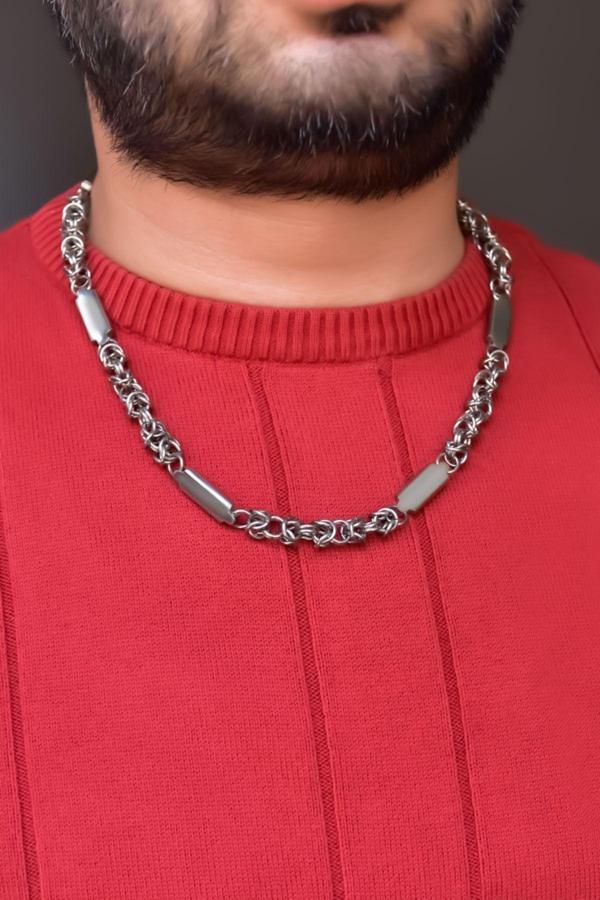 Çelik Erkek Siyah-beyaz Hiphop Kolye - Image 1