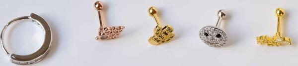 Çelik Gold-Rodyum Kaplama Çelik Tragus 5'li Küpe Kombin2 - Image 1