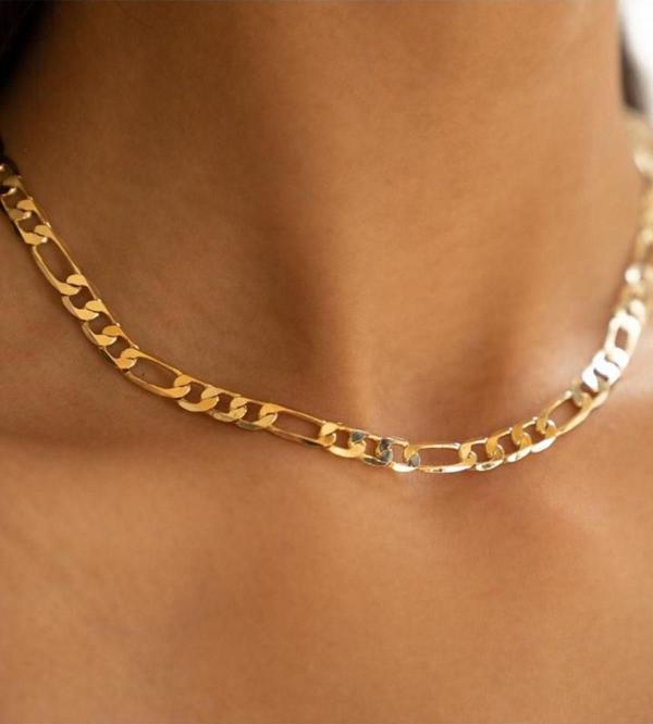 925 Ayar Gümüş Altın Kaplama Figaro Zincir Kolye - Image 1