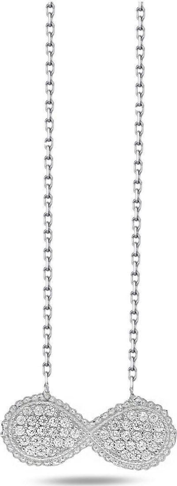 Brezza Lusso Timeless Series Zirkon Taşlı Gümüş Ebedi Döngü Kolyesi - Image 1