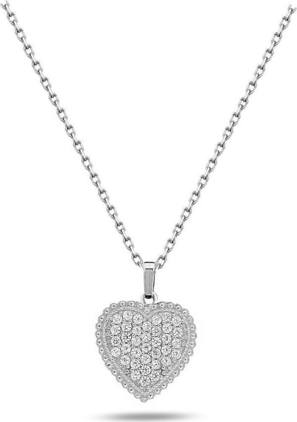 Brezza Lusso Timeless Series Zirkon Taşlı Gümüş Sonsuz Kalp Aşk Kolyesi - Image 1