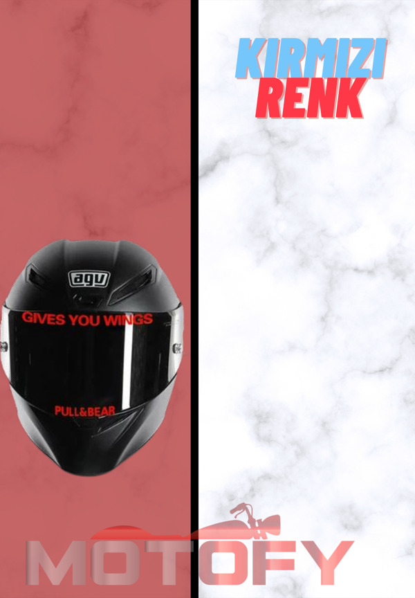 GİVES YOU WİNGS KASK VİZÖR ETİKETİ KIRMIZI RENK 3X25CM (SANA KANATLAR VERİR) - Image 1