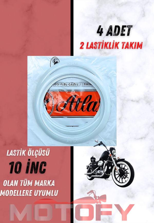 ATLAS 10 İNC BEYAZ LASTİK YANAĞI TAKIMI (2 LASTİK İÇİN) - Image 1