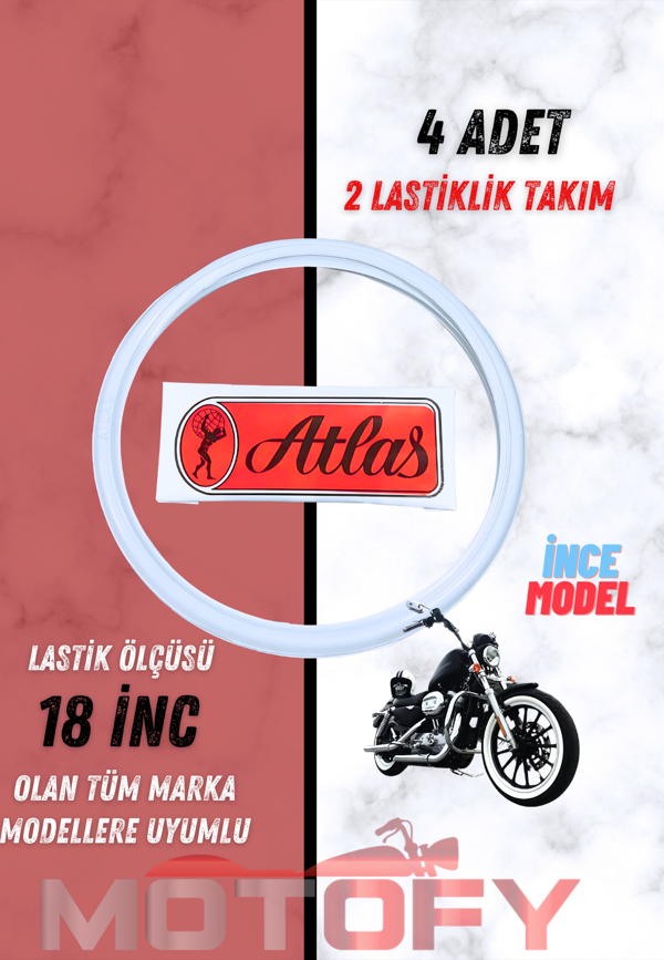 ATLAS 18 İNC BEYAZ  İNCE MODEL LASTİK YANAĞI TAKIMI (2 LASTİK İÇİN) - Image 1