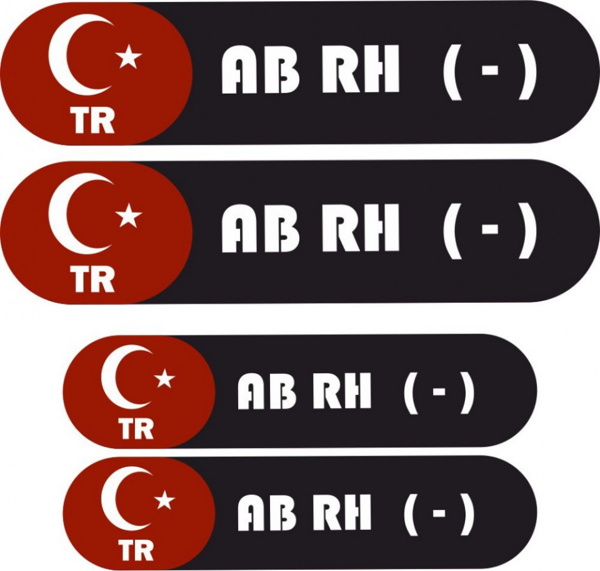 KAN GRUBU KASK ETİKETİ 4 PARÇA AB RH (-) ETİKET STİCKER - Image 1