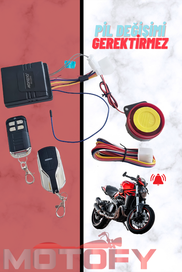 MOTOSİKLET ALARMI UZAKTAN ÇALIŞTIRMA ÖZELLİKLİ 125 dB YÜKSEK SESLİ (PİL DEĞİŞİMİ GEREKTİRMEZ) - Image 1