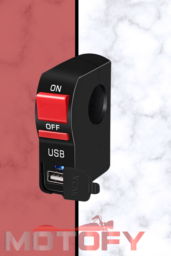 MOTOSİKLET SİS FARI AÇ KAPA DÜĞMESİ KIRMIZI BUTONU - GİDONA TAKILABİLİR USB ŞARJ DESTEKLİ-GİRİŞLİ - Image 1