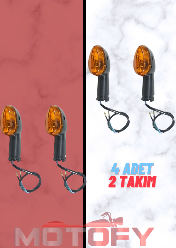 YAMAHA YBR 125 ESD ÖN ARKA SİNYAL TAKIMI KISA MODEL OEM (2 TAKIM - 4 ADET AMPÜLLER DAHİL) - Image 1