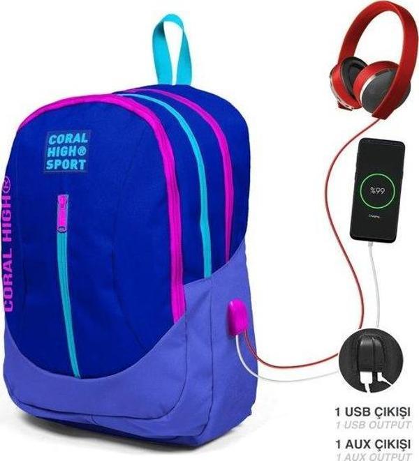 Coral High Sport Sırt Çanta (Usb+Aux Soketli) 23449 - Image 1