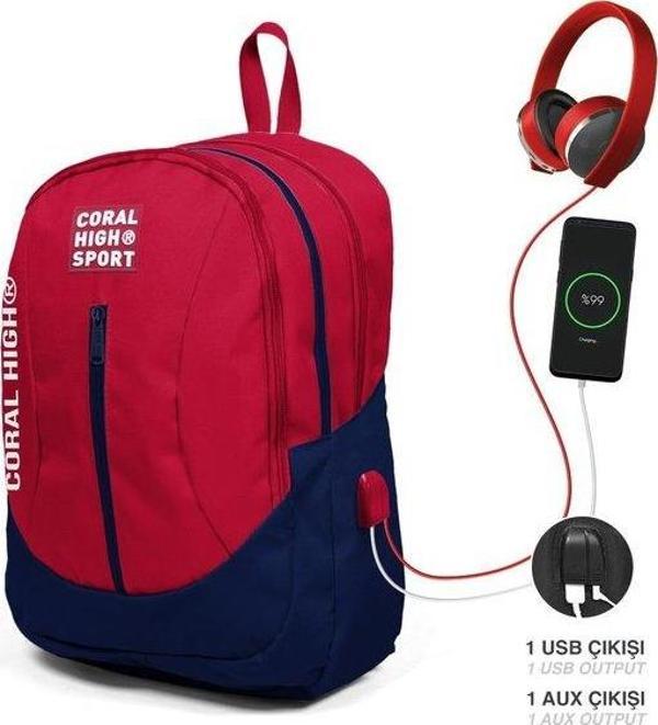 Coral High Sport Sırt Çanta (Usb+Aux Soketli) 23447 - Image 1