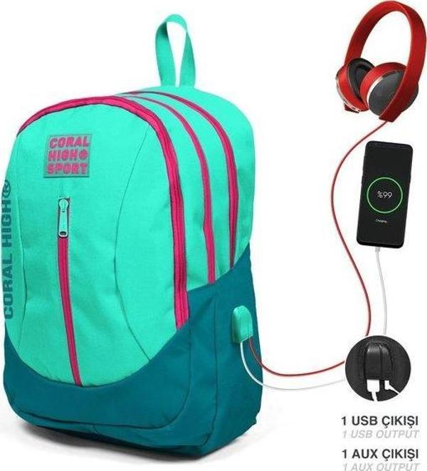 Coral High Sport Sırt Çanta (Usb+Aux Soketli) 23229 - Image 1