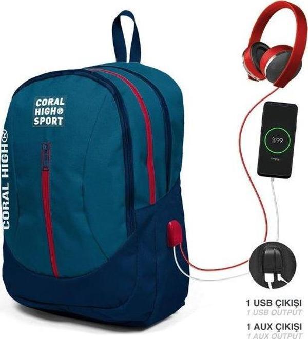 Coral High Sport Sırt Çanta (Usb+Aux Soketli) 23448 - Image 1