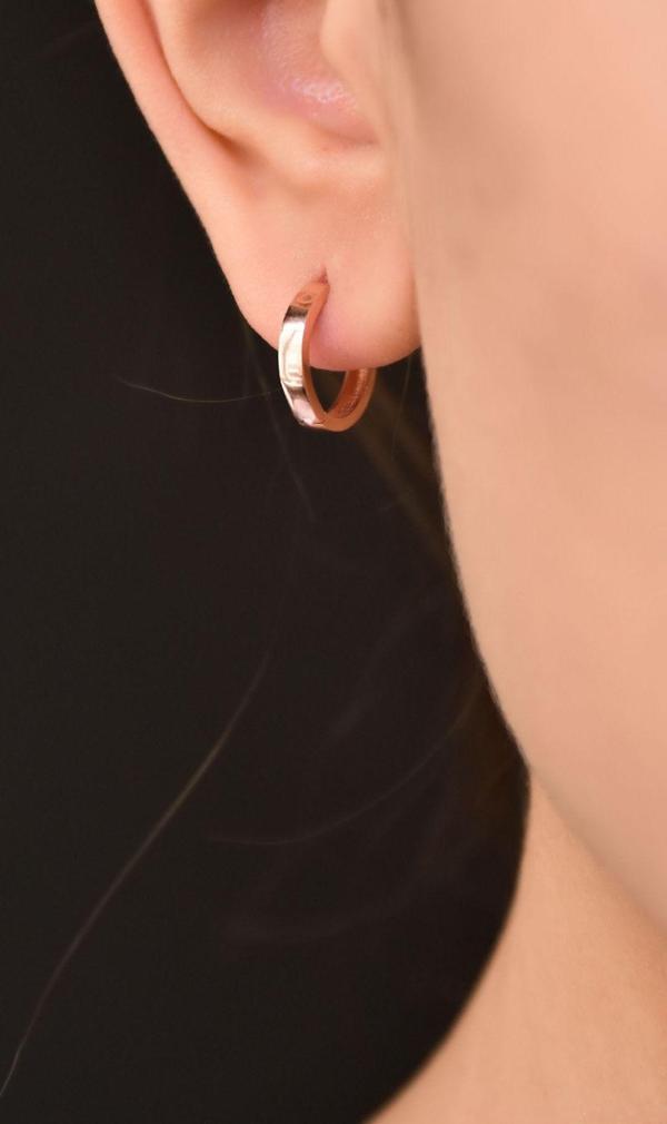 925 Ayar Gümüş Rose Kaplama Halka Küpe - Image 1