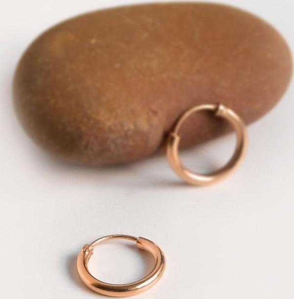 925 Ayar Gümüş Rose Kaplama Küçük Halka Kadın Küpe - Image 1