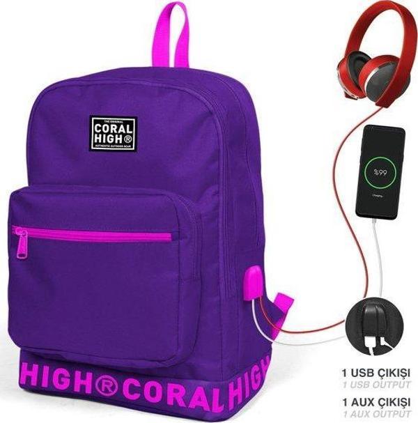 Coral High Sırt Çanta (Usb+Aux Soketli) 24109 - Image 1