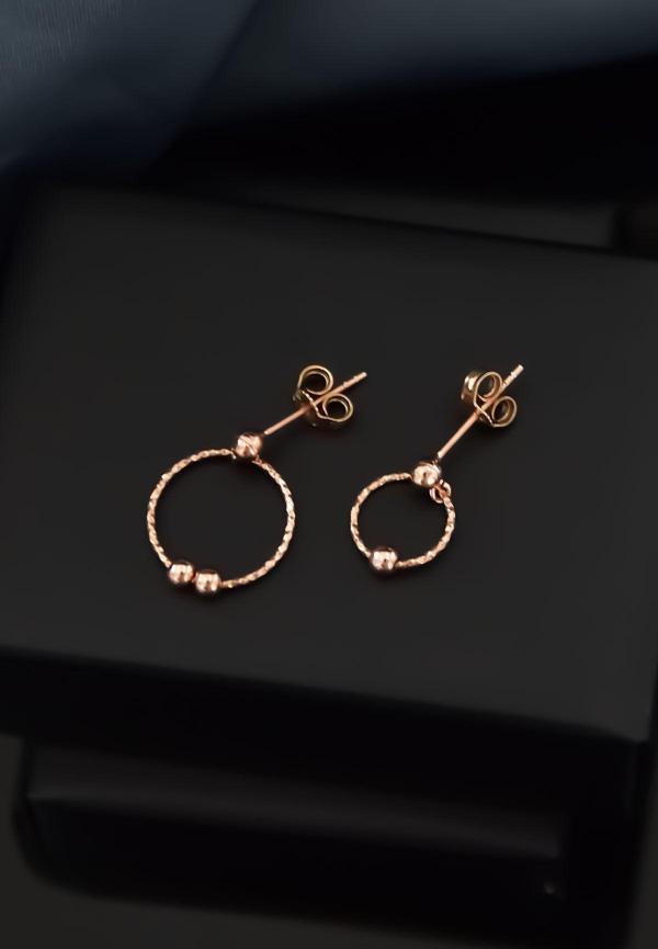 925 Ayar Gümüş Rose Kaplama Tek Ve Çift Toplu Halka Çivili Küpe - Image 1