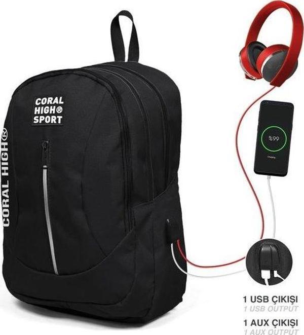 Coral High Sport Sırt Çanta (Usb+Aux Soketli) 23226 - Image 1