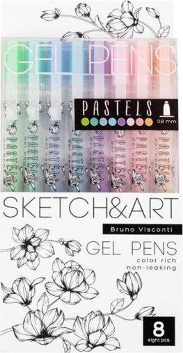 Bruno Visconti Jel Kalem Seti Sketch&Art Uni Write Pastel 0.8 mm 8  Renk 20-0310 - Image 1